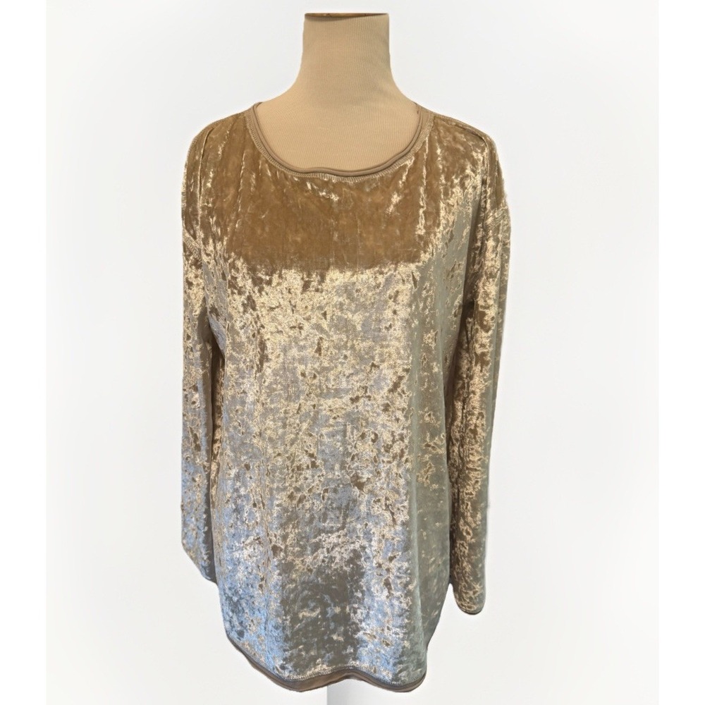 Mittoshop Crushed Velvet Pull Over Oversized Top - Taupe Size Medium